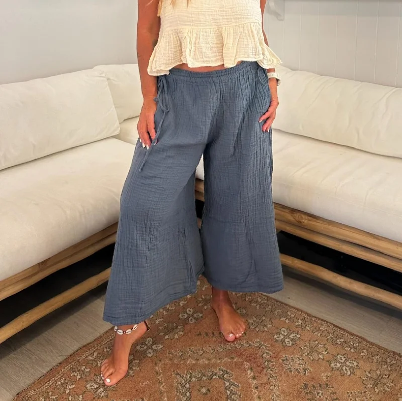 Layla Pants - Blue Classic Pleated Pants
