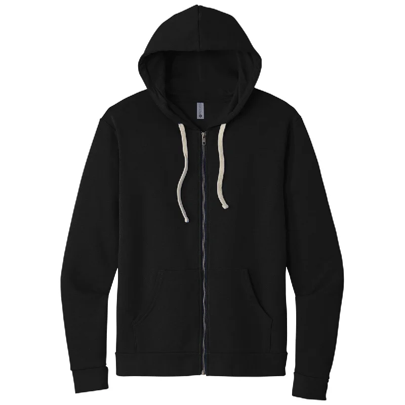 Next Level Unisex Black Beach Fleece Full-Zip Hoodie Hoodie with Typography Text Message