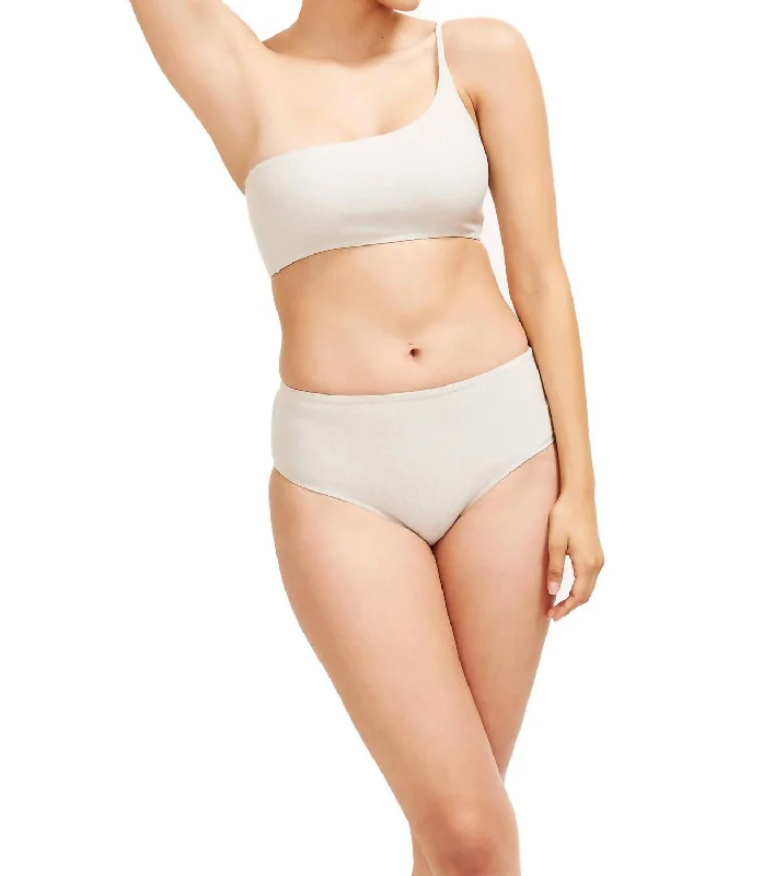 Serena One Shoulder Bikini Top In Platinum Scalloped bikini bottom, Feminine, Chic, Trendy