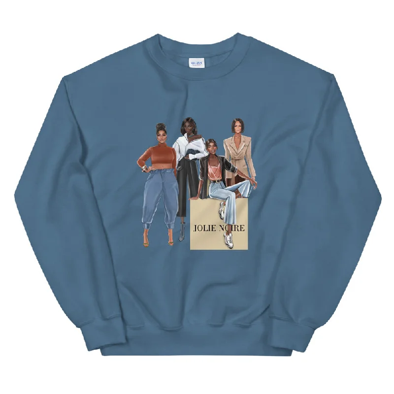 Girlfriends Sweatshirt- Slate Blue Zip Hoodie Drawstring Kangaroo Pocket