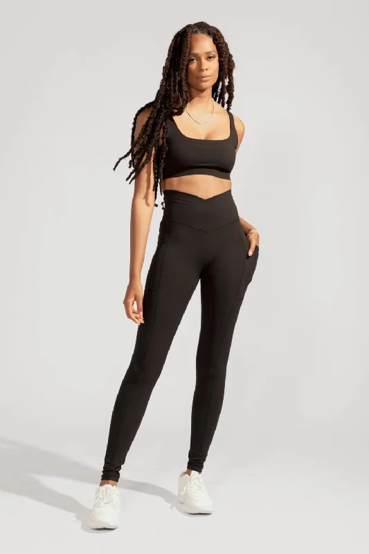 POPFLEX® Crisscross Hourglass® Leggings with Pockets - Black Stylish Compression Fit Leggings