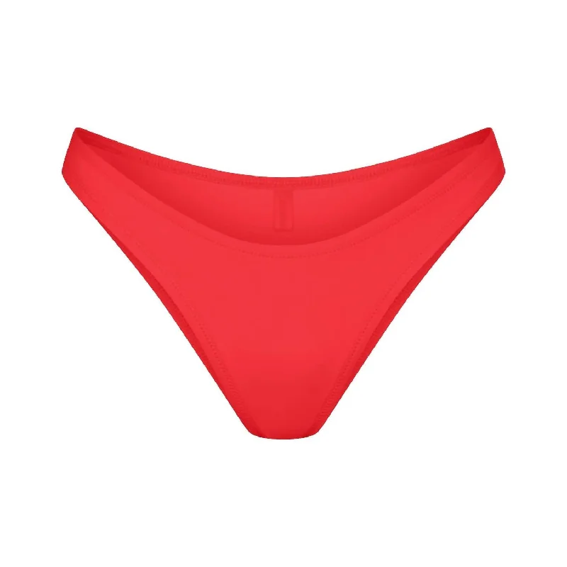 Cheeky Tanga Bikini Bottom In Ruby Satin bikini top, Elegant, Comfortable, Trendy