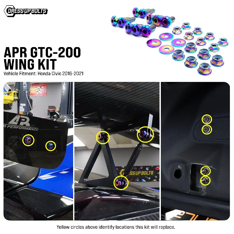 Dress Up Bolts Titanium Hardware Wing Kit - APR GTC-200 (10th Gen Civic) A-Line Day Work