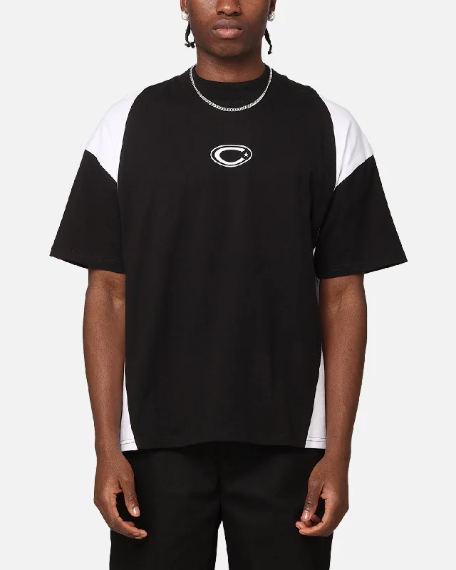 Carre Panelled Oversized T-Shirt Black/White-- Fleece Nylon Spandex
