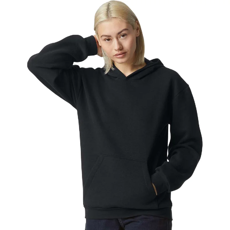 American Apparel Unisex Black ReFlex Fleece Hoodie Hoodie with Monochrome Minimalist Simple