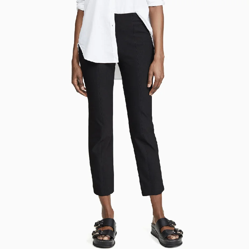 Classic Solid Mid Waist Ankle Length Slit Legging Pants - Black Trendy Digital Print Leggings