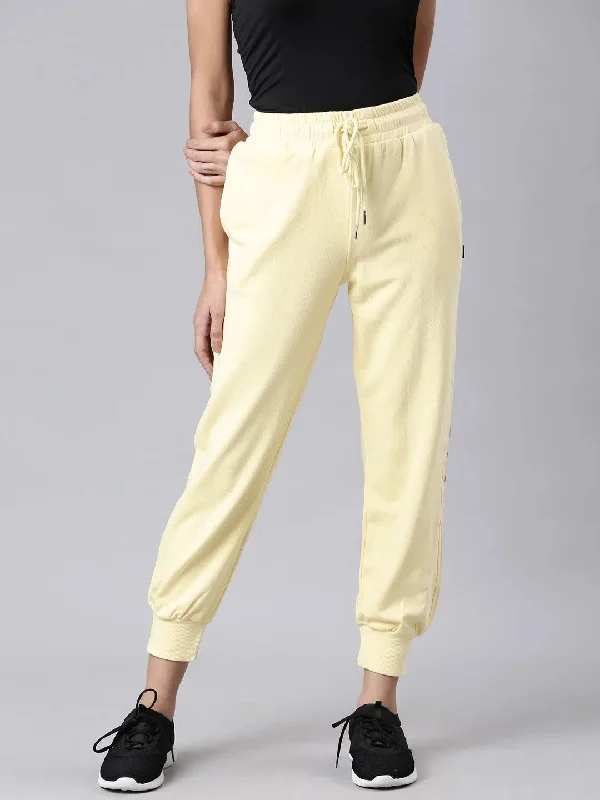 Women Yellow Solid Track Pant-AF-1812-Yellow Wide-Legged Palazzos