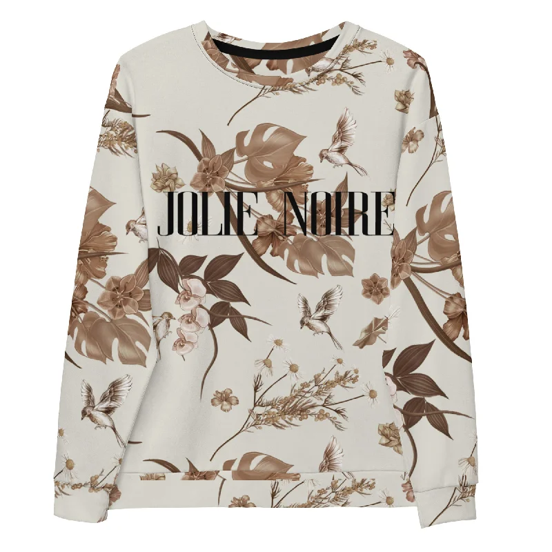 Premium Floral Sweatshirt- Stone Hoodie with Lace Feminine Delicate