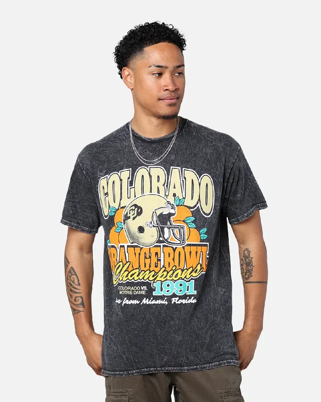 47 Brand 1991 Colorado Orange Bowl T-Shirt Black-- Real Fur Shearling Chenille