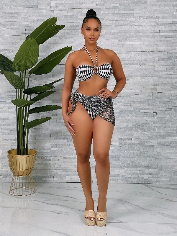 BIKINI9P-Bikini Set W/Skirt Triangle bikini top, Simple, Comfortable, Sexy