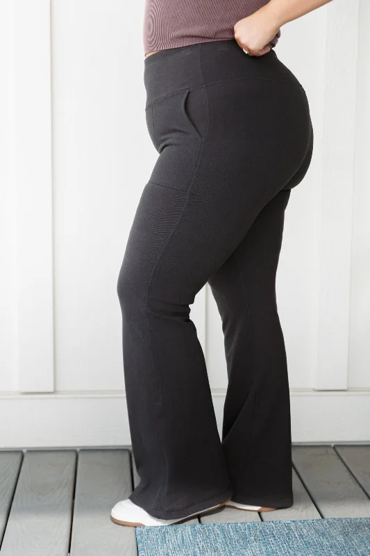 Hazel Blues® |  Where are You Flared Leggings in Black Trendy Patterned Leggings