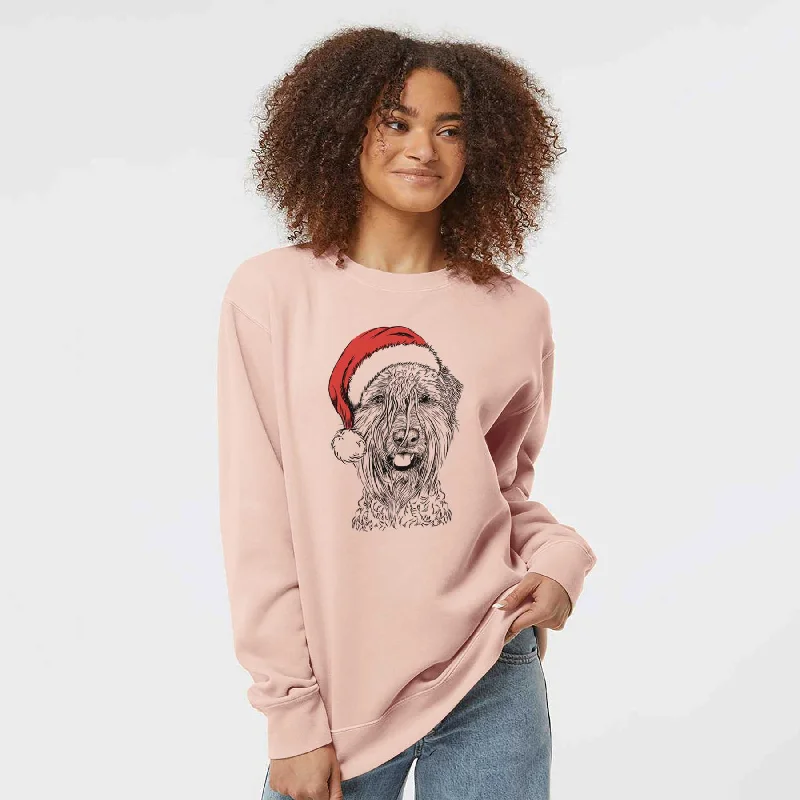 Santa Pierre the Soft Coated Wheaten Terrier - Unisex Pigment Dyed Crew Sweatshirt Hoodie with Elastic Cuffs Stretchable Comfortable