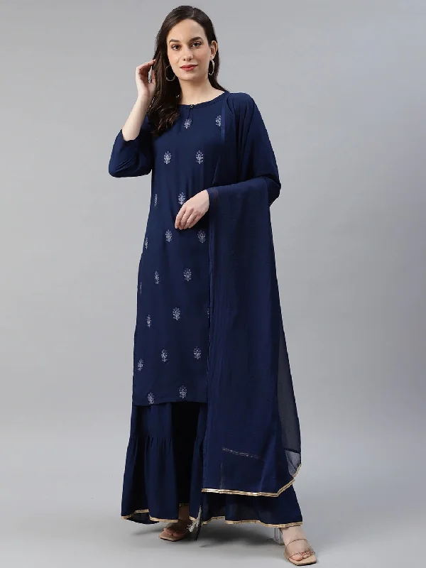 Women's Cotton Printed Kurta Pant Dupatta Set - Ahika Trendy Printed Pants