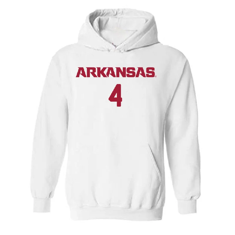 Arkansas - NCAA Women's Soccer : Jordan Hall - Replica Shersey Hooded Sweatshirt Hoodie with Hem Embroidery Detailed Premium