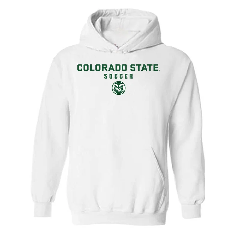 Colorado State - NCAA Women's Soccer : Madi Audet - Classic Shersey Hooded Sweatshirt Hoodie with Distressed Vintage Worn