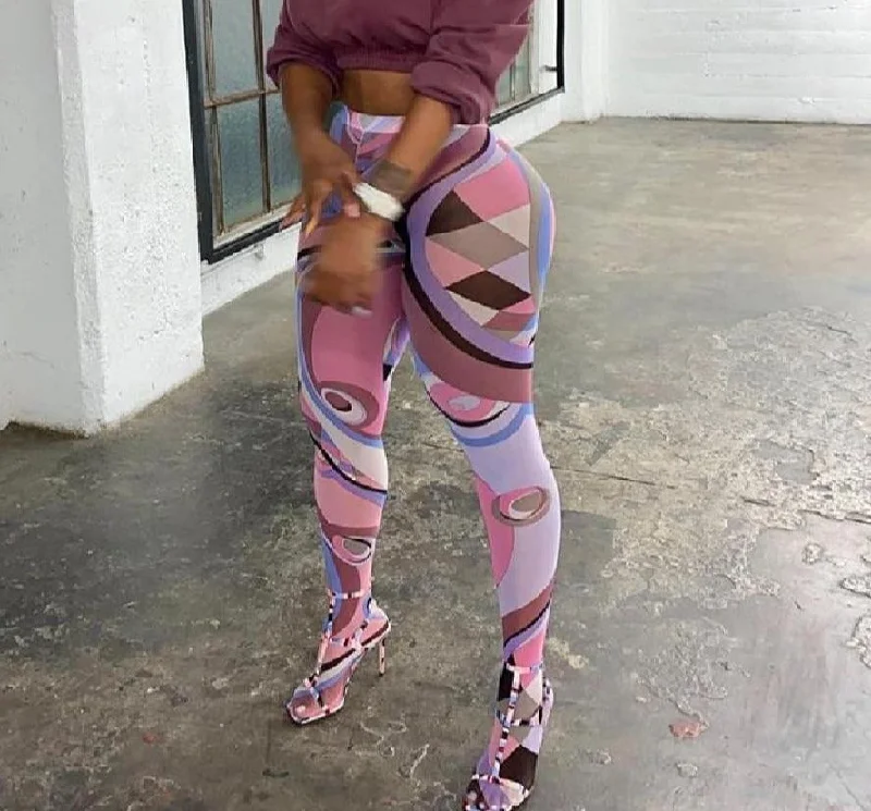 Mesh Printed Foot Leggings Fashionable Smooth Fit Leggings