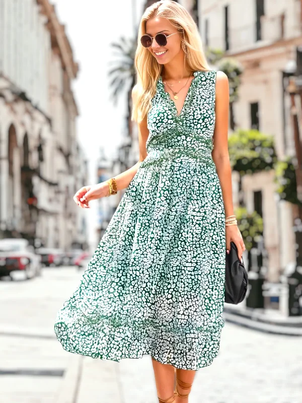 Ruffle Trim Leopard Print Dress Tunics Brand named