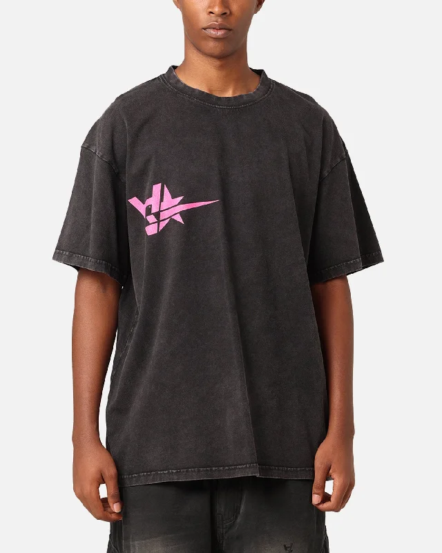 The Anti Order Astar T-Shirt Black Acid Wash-- Hooded Caped Shawl Collar