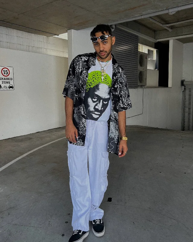 Rodman Brand Rodman Face T-Shirt White-- Zippered Buttoned Snapped