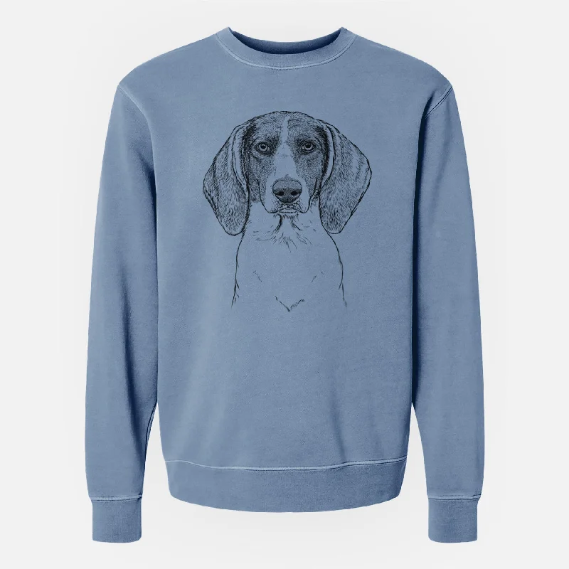Bare Orin the Treeing Walker Coonhound - Unisex Pigment Dyed Crew Sweatshirt Hoodie with Lace Feminine Delicate