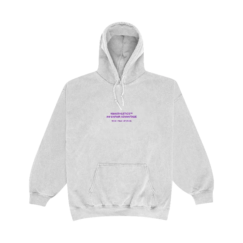Vice 84 'Athletics' Vintage Washed Hoodie - Ash Hoodie with Metallic Shiny Futuristic