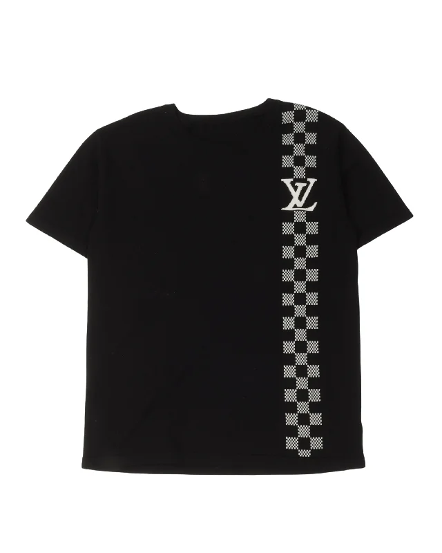 Damier Stripe Jacquard T-Shirt-- Elasticated Padded Insulated
