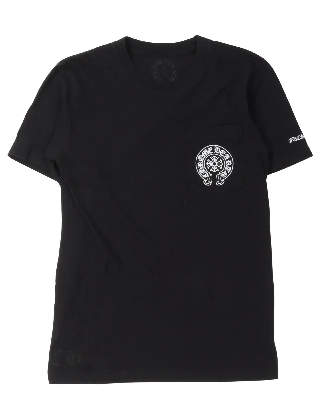 Paris Horseshoe Logo T-Shirt-- Beaded Sequined Faux Fur