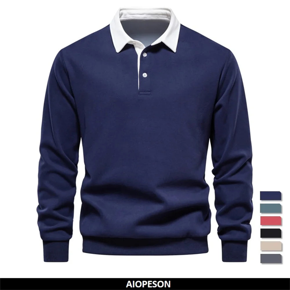 2023 New Autumn Fashion Design Polo Neck Sweatshirts for Men Casual and Social Wear Quality Cotton Mens Sweatshirts Hoodie with Pocket Utility Practical