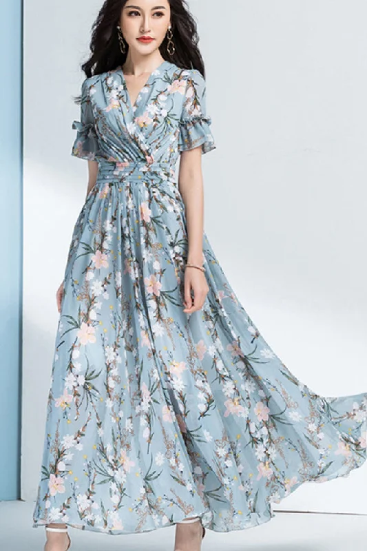 Short Sleeve V-neck Surplice Dress Boatneck Modish Everyday