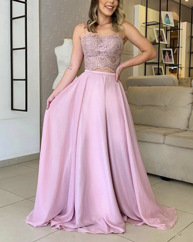 2 Piece Prom Dresses Sweetheart Lace Crop Tunics Sophisticated sleek