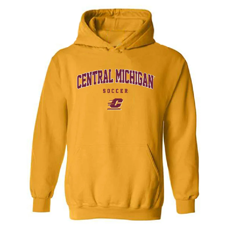 Central Michigan - NCAA Women's Soccer : Madison Bloom - Classic Fashion Shersey Hooded Sweatshirt Hoodie with Hem Applique Textured Unique