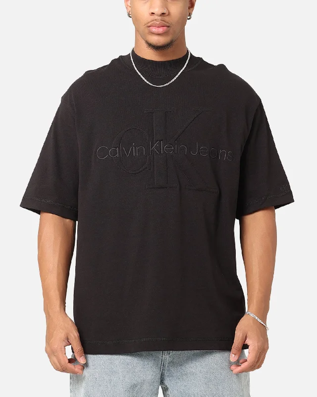 Calvin Klein Premium Monologo T-Shirt Black-- Rayon Fabric Velvet Fabric Corduroy Fabric
