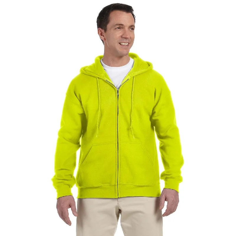 Gildan Unisex Safety Green DryBlend 9 oz. 50/50 Full Zip Hoodie Hoodie with Slim Fit Tailored Modern