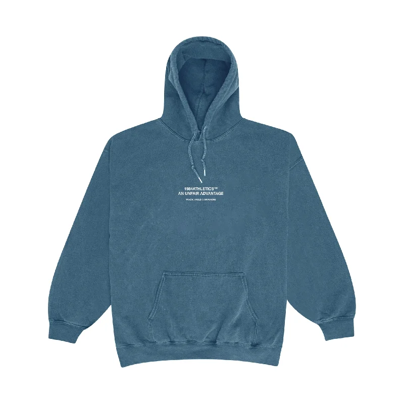 Vice 84 'Athletics' Vintage Washed Hoodie - Navy Hoodie with Ribbed Cuffs Snug Fit Comfort