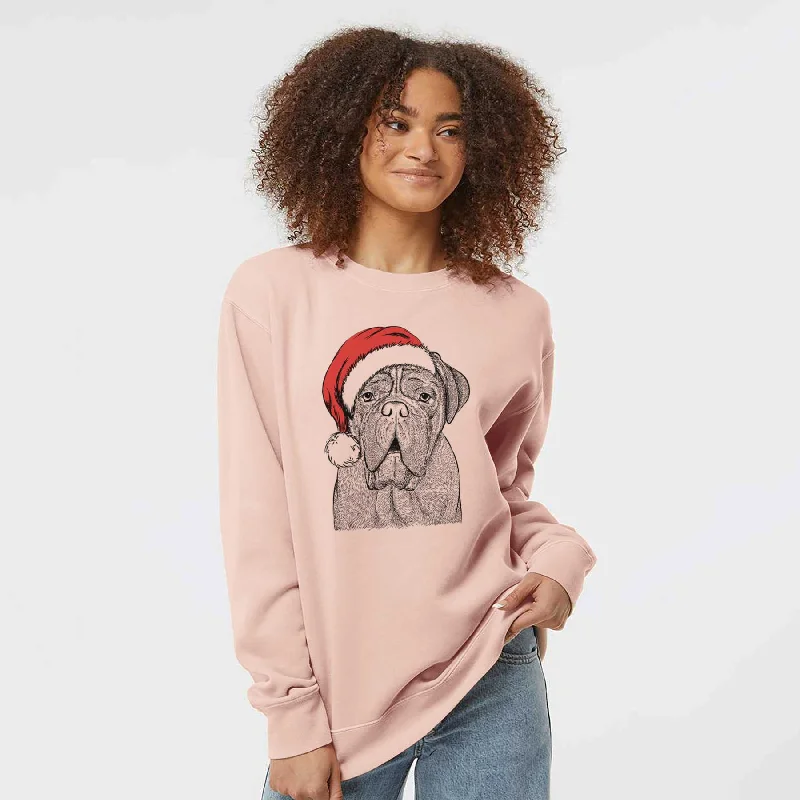 Santa Optimus the Dogue de Bordeaux - Unisex Pigment Dyed Crew Sweatshirt Hoodie with Pastel Soft Subtle