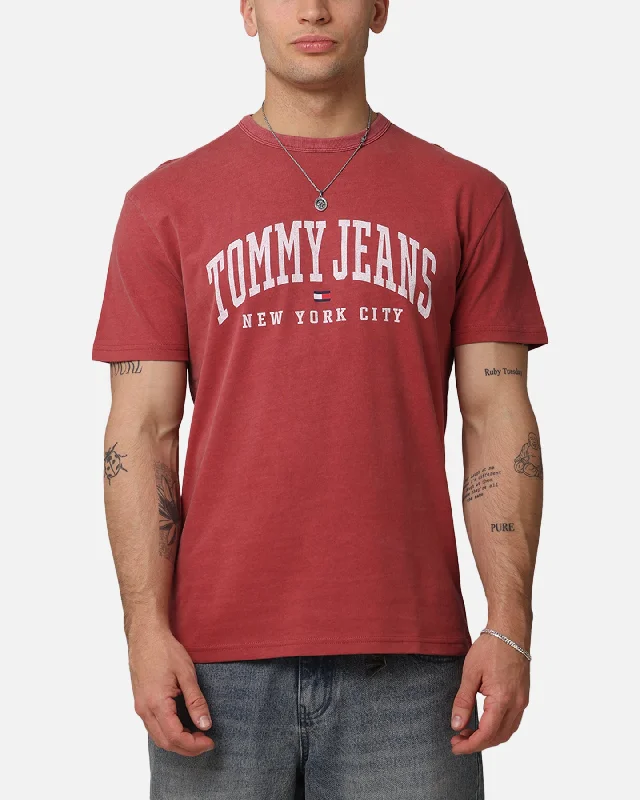 Tommy Jeans TJM Archive Varsity Washed T-Shirt Red-- Hooded Caped Shawl Collar
