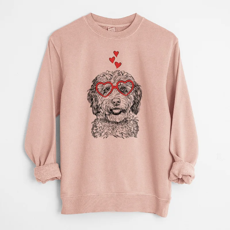 Valentine Palmer the Aussiedoodle - Unisex Pigment Dyed Crew Sweatshirt Hoodie with Raglan Sleeves Sporty Comfortable