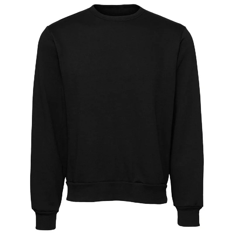 Bella + Canvas Unisex Black Sponge Fleece Classic Crewneck Sweatshirt Hoodie with Mesh Breathable Sporty