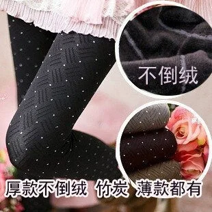 Winter Leggings Korea Lattice Little  Double Warm Pants Female Plus Velvet Leggings Thickening tights Stylish Side-Stripe Leggings