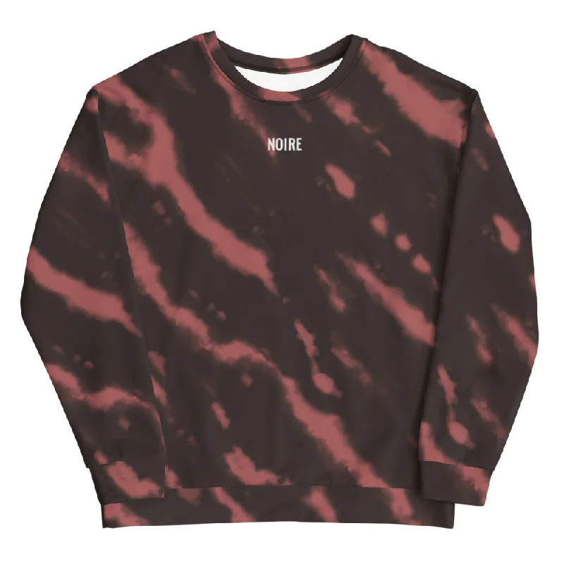 Tie Dye Sweatshirt- Red Hoodie with Half-Zip Sporty Casual