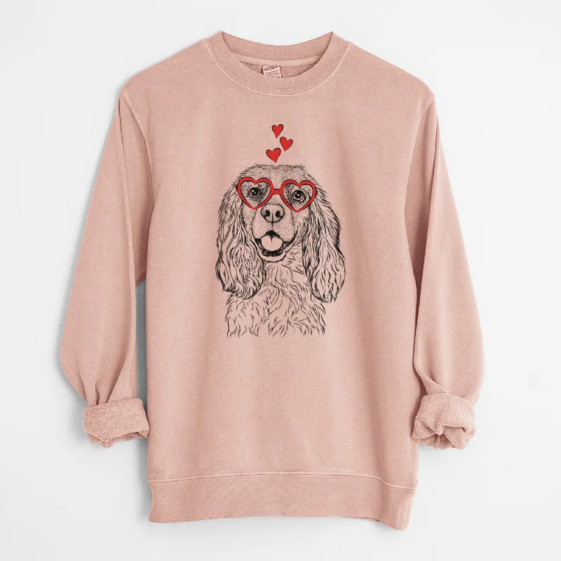 Valentine Perry the Cockalier - Unisex Pigment Dyed Crew Sweatshirt Hoodie with Metallic Shiny Futuristic