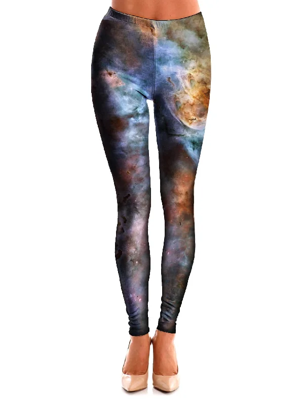Abstracted Nebula Space Leggings Cozy Yoga Compression Leggings