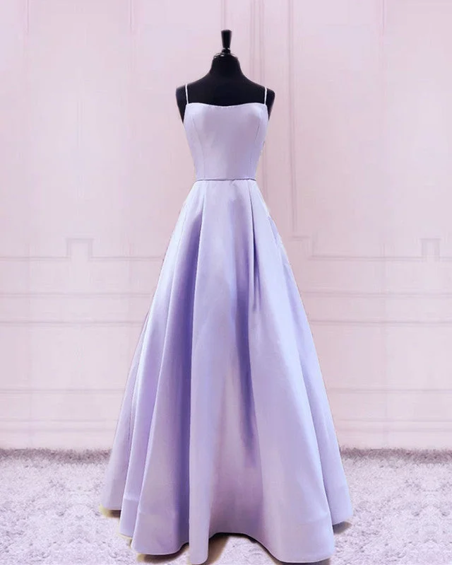 Spaghetti Straps Prom Dresses Satin Floor Length Tunics Stylish elegant