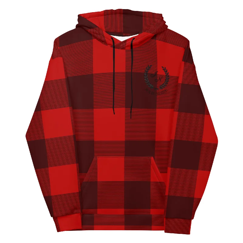 Buffalo Plaid Hoodie Hoodie with Contrast Stitching Detailed Premium