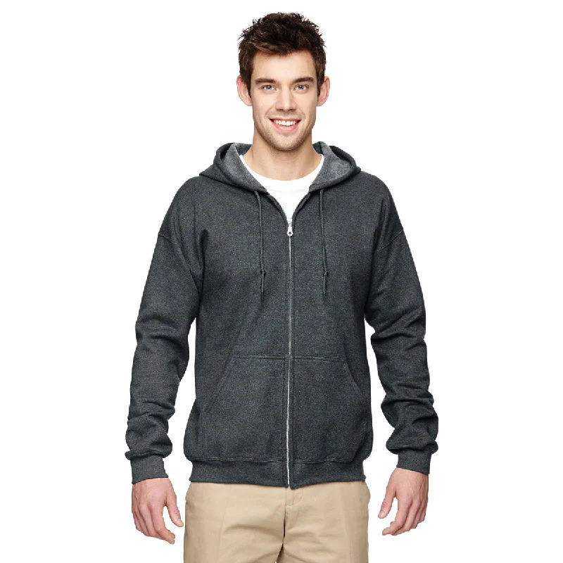 Gildan Unisex Dark Heather Heavy Blend 50/50 Full Zip Hoodie Hoodie with Ribbed Hem Stretchable Secure