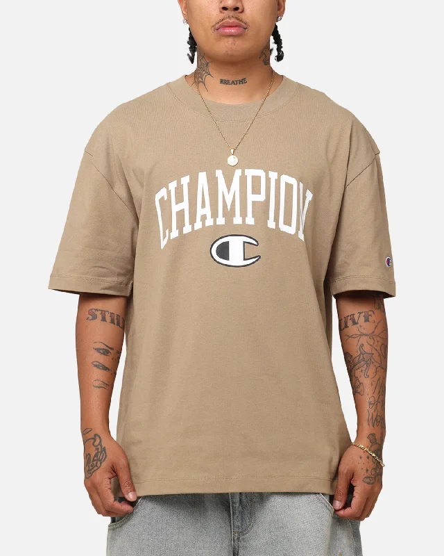 Champion Heritage Varsity Graphic T-Shirt Whole Wheat Khaki-- Layered Multi-layer Single Layer