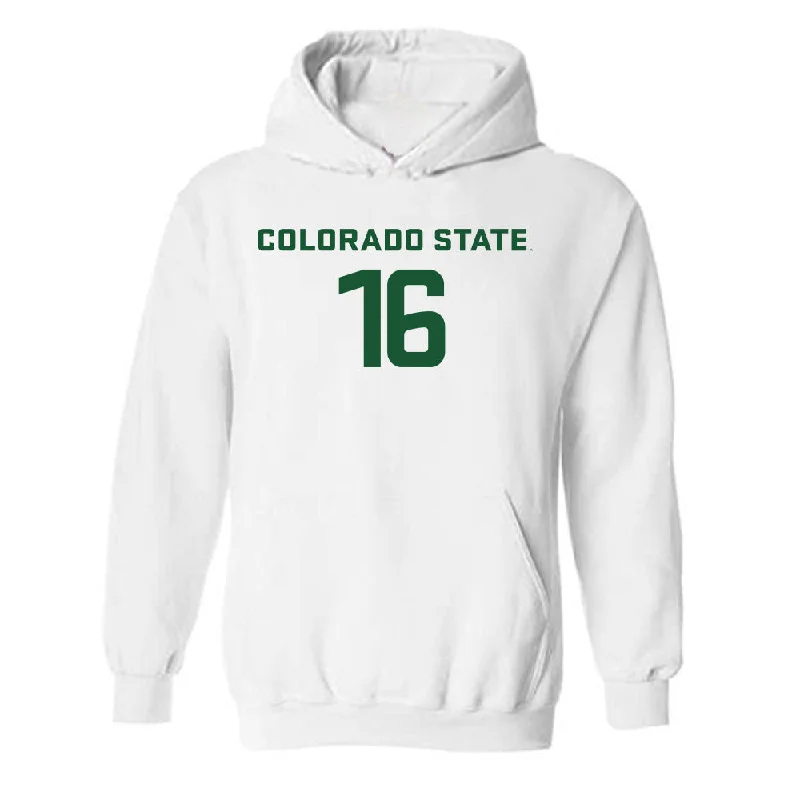 Colorado State - NCAA Women's Soccer : Madi Audet - Hooded Sweatshirt Hoodie with Set-In Sleeves Structured Classic