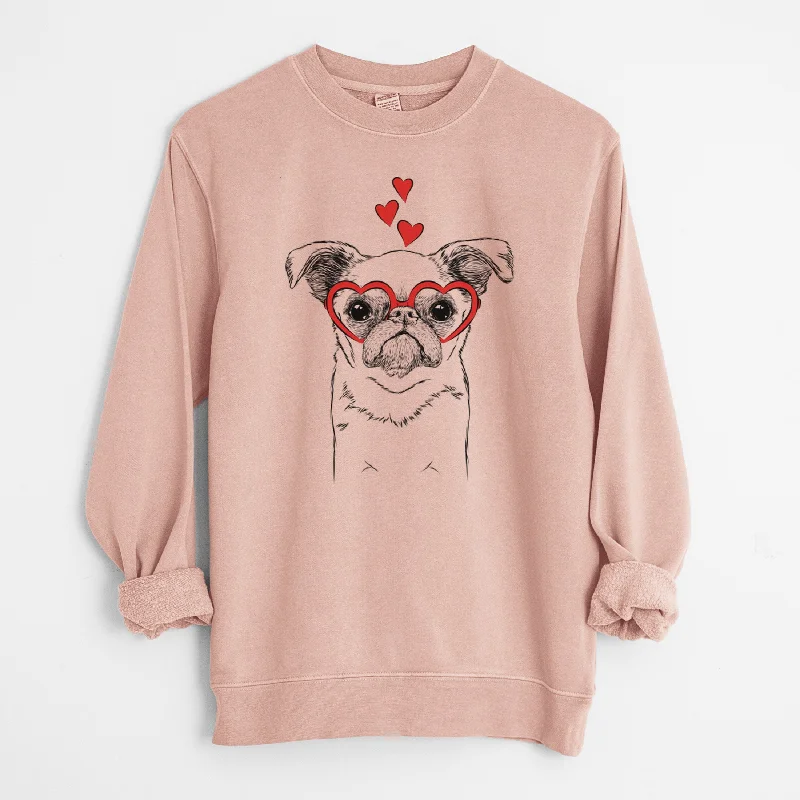 Valentine Petit Penny the Brussels Griffon - Unisex Pigment Dyed Crew Sweatshirt Hoodie with Fur Luxurious Winter