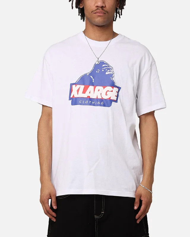 X-Large Slanted Store T-Shirt Solid White-- Front Pockets Side Pockets Patch Pockets