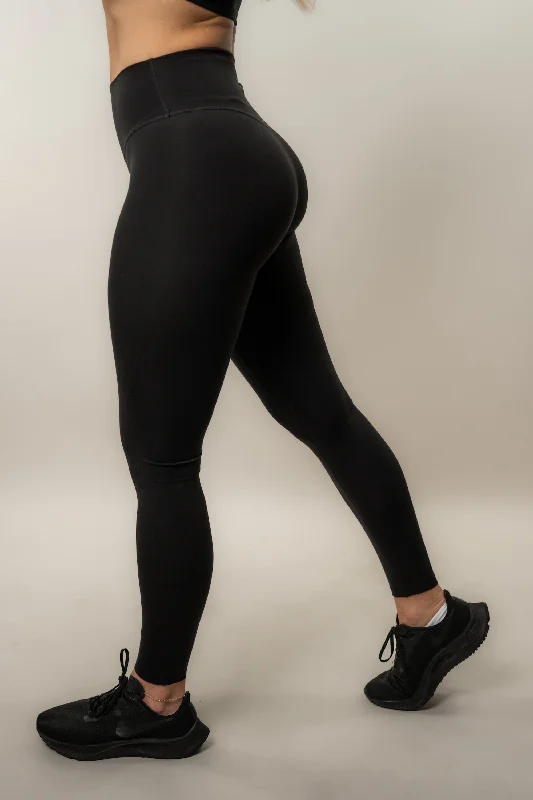 Tall 30" Effortless Classic Leggings - Black Comfortable Fleece-Lined Leggings